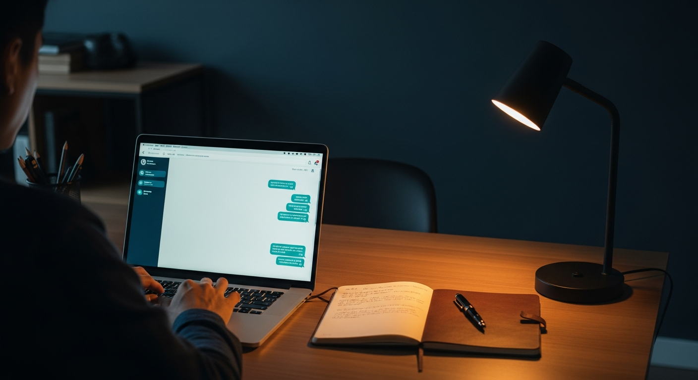 Silhouette humaine tenant les rênes d'un modèle d'IA représenté par une sphère lumineuse